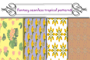 Fantasy Seamless Tropical Patterns, Vector Background