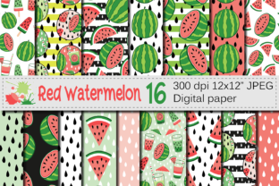 Red Watermelon Seamless Patterns