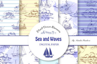 Sea and Waves Digital Paper Patterns