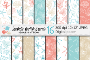 Sea Life Hand Drawn Seamless Patterns
