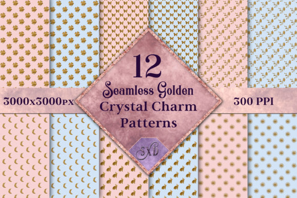 Seamless Golden Crystal Charm Patterns