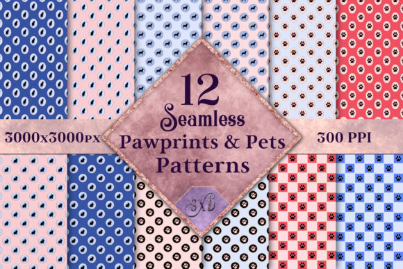 Seamless Pawprints Pets Patterns