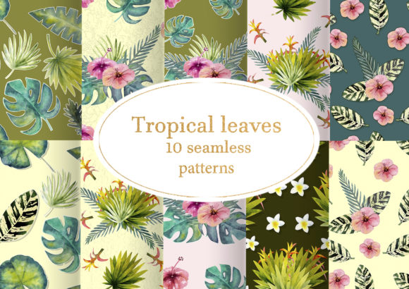 Tropical Leaves Seamless Patterns